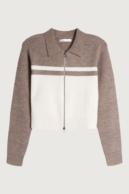 Colour Block Zip Cardigan | OAK + FORT